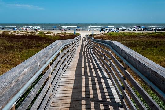 Boardwalk view looking out into the beach