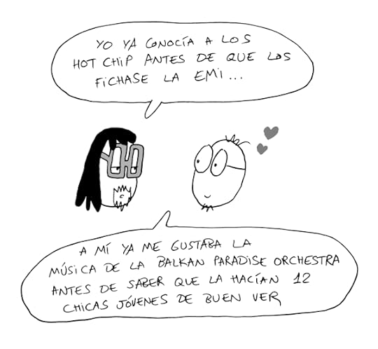 Viñeta de humor gráfico homenaje a Hot Chip y la Balkan Paradise Orchestra con motivo de sus actuaciones en el festival Cruïlla.