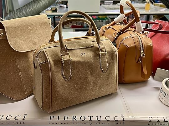 cardboard bag mockup and leather bag at pierotucci in florence