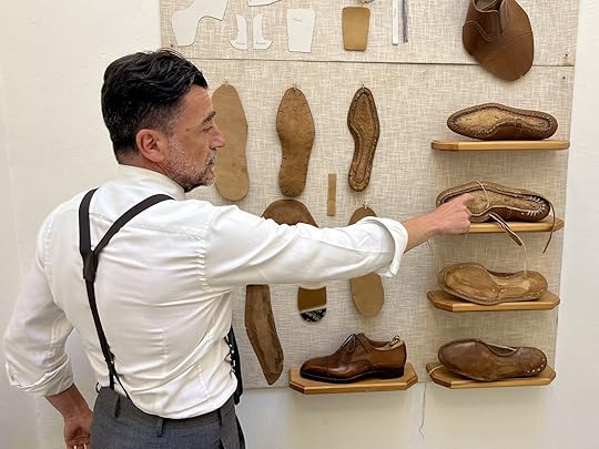 tommaso capozzoli at stefano bemer showing leather shoes in florence