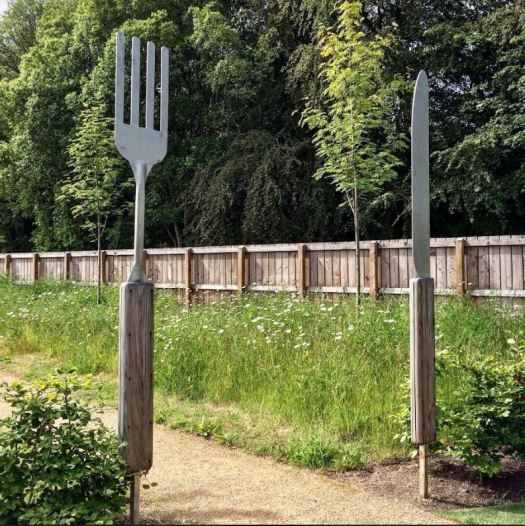 a giant fork and knife at Brodie Castle