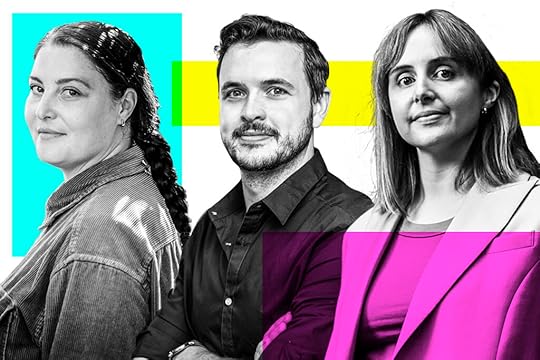 Author photos of Ella Baxter, Michael Burrows and Diana Reid, winners of the SMH Best Young Australian Novelists