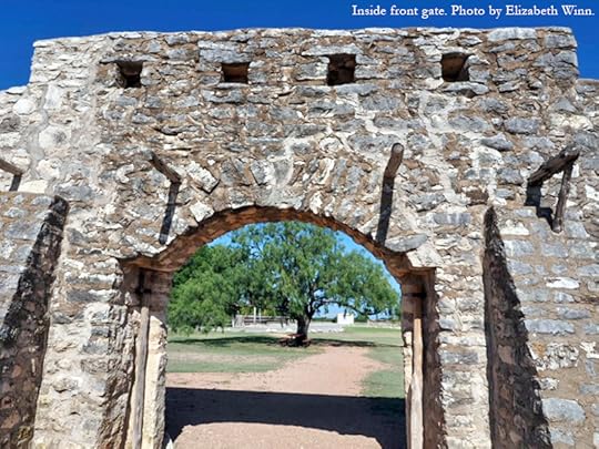 Inside the front gate of the presidio. Enjoy a historical day trip to Presidio de San Saba in Menard, TX.