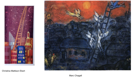 Two artists renderings of Jacob's ladder