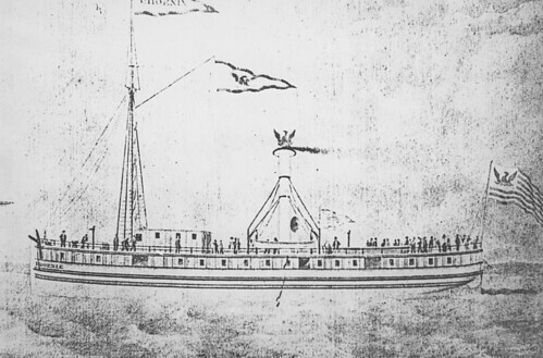 Illustration of the steamship Phoenix which burned on Lake Michigan November 21, 1847. Photo Wikimedia Commons, in the public domain