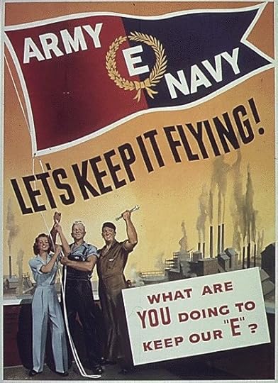 Poster encouraging workers to strive for Army-Navy