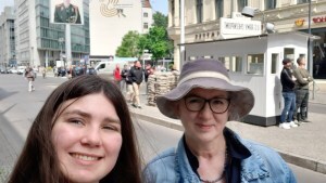 selfie with my daughter by Checkpoint Charlie