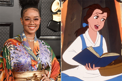 Comparison shot of H.E.R. and Belle from the animated film