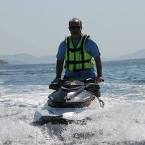 Maximilian Sam on a jetski