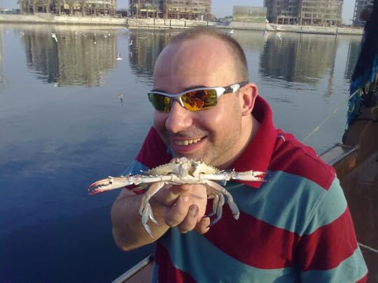 Maximilian Sam with a baby crab