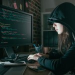 hacker girl programmer working code computer
