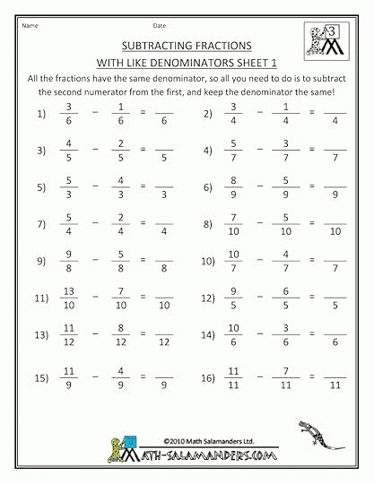 adding and subtracting fractions same denominator worksheet fraction