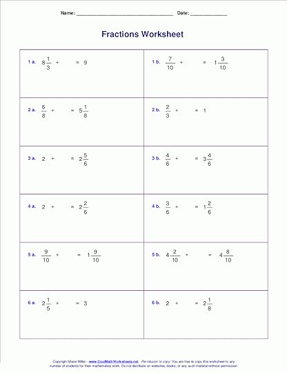 adding fractions with the same denominator worksheet worksheets free
