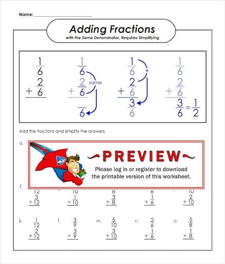 adding fractions with the same denominator worksheet grade 5 math ms