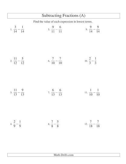 adding and subtracting fractions with same denominators worksheets pdf