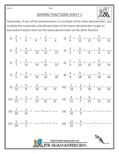 comparing fractions with different denominators worksheets search