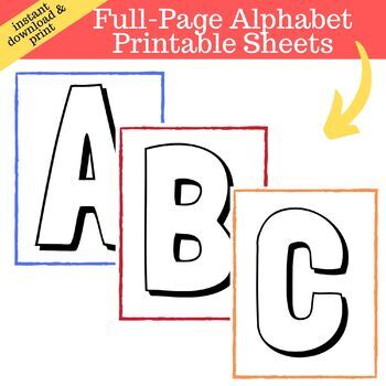 full page letter printable sheets by my three readers tpt