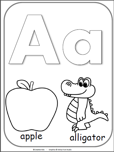letter a alphabet cards for display or coloring full page free