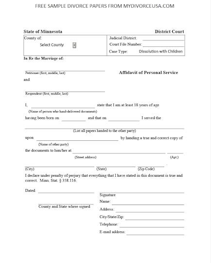 printable online minnesota divorce papers instructions