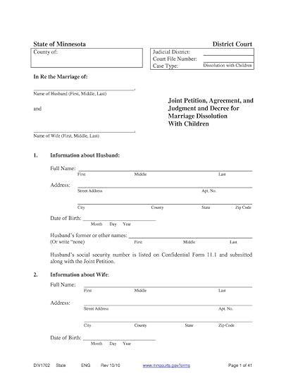 printable divorce papers mn fill online printable fillable blank