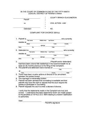 what do divorce papers look like in pa fill online printable
