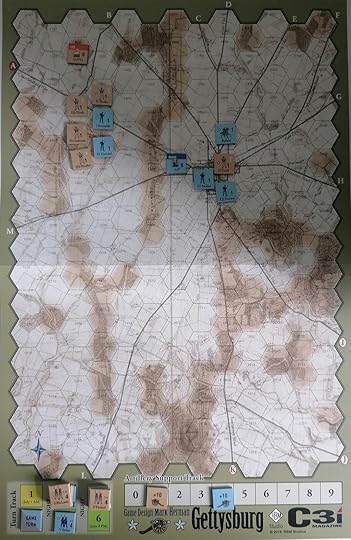 Same map of Gettysburg now with significantly more unit counters in two clusters.