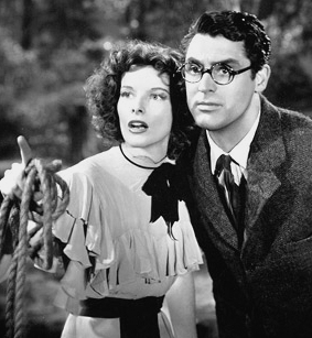 Katharine Hepburn and Cary Grant in Bringing up Baby