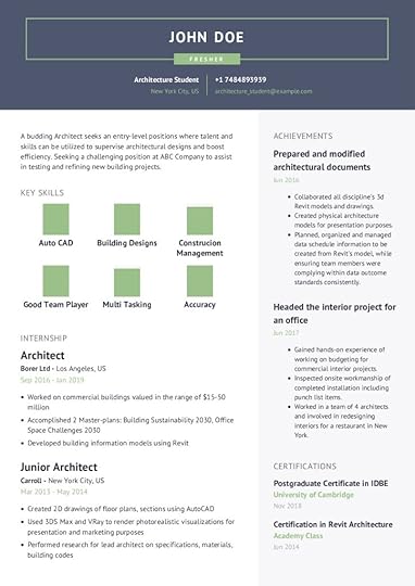 architecture student resume example with content sample craftmycv