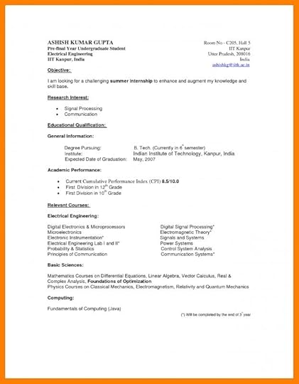 sample resume for undergraduate engineering students free samples