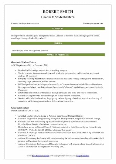 graduate student resume samples qwikresume