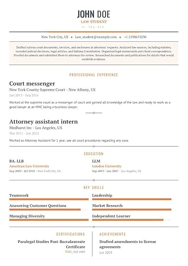 law student resume example with content sample craftmycv