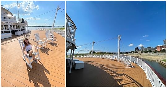 Rocking chairs on the fourth deck of the American Queen