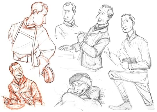 Drawn studies of Dr Wilson, some head and shoulders only, some more complete.