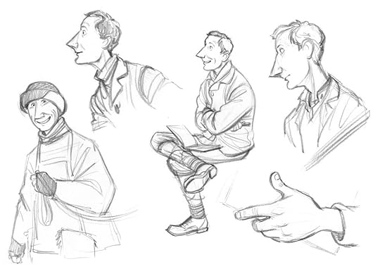 Sketches of Dr. Wilson, including one of his hand.