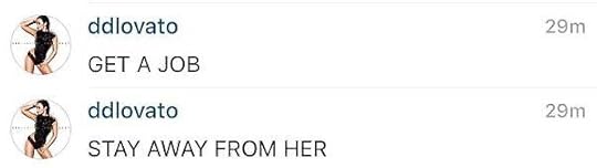 Demi lovato tweets saying, GET A JOB. STAY AWAY FROM HER.
