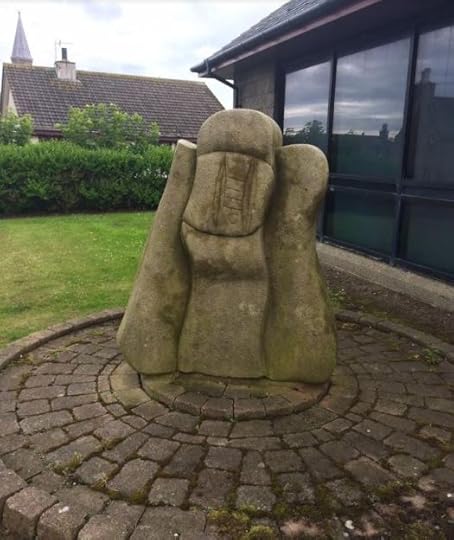 Statue outside Cairnbulg Library.