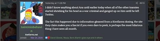 screenshot of a Kiwi Farms post by taintmisbehavin on July 31, 2021. Text to follow.