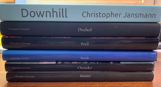 A stack of the currently published books by Chris Jansmann in hardcover