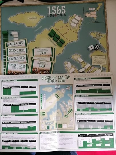 The game map with the Ottoman command sheet and cards laid on top of it
