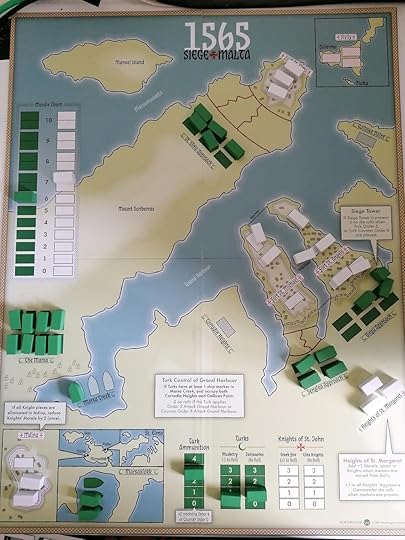Game board, the three Sicily blocks have moved to the board south of the Ottoman position.