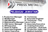 Jawatan Kosong Press Metal Sdn Bhd ~ Pelbagai Jawatan Ditawarkan Untuk Rakyat Malaysia