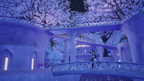 Nemea, the city of spring, where cherry blossoms bloom under the night sky