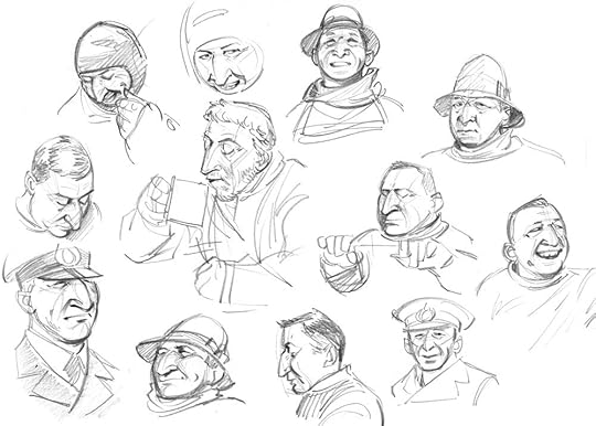 Study sketches of Birdie Bowers from photo reference
