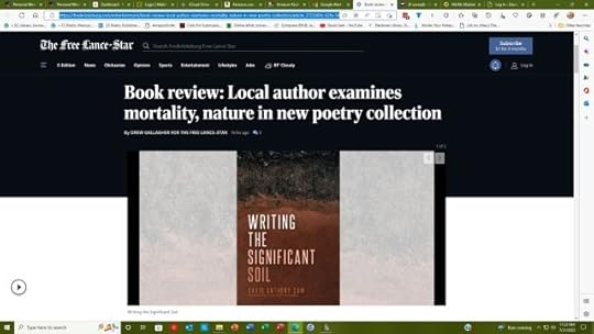 You can read the review of my new book by Drew Gallagher, critic for the Fredericksburg Free Lance Star, at this link: https://tinyurl.com/bdewcxj4