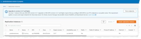 Figure 2. Creating a DMS replication instance