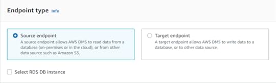 Figure 4. Endpoint type options when creating a DMS endpoint