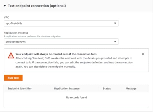 Figure 8. Testing an endpoint configuration