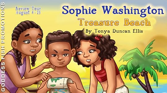 Goddess Fish book tour banner for Sophie Washington Treasure Beach