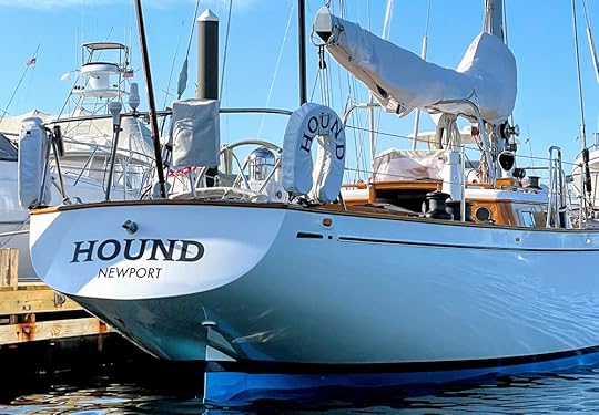 Hound on the dock