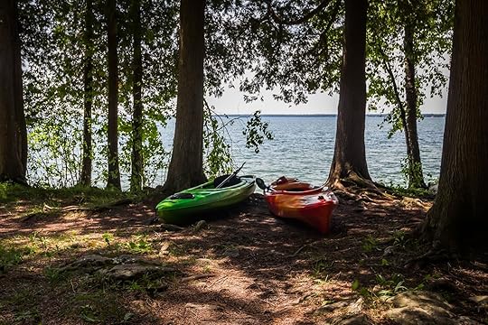 Two kayaks beside Seven Lakes State Park